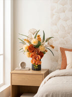 Luxury Mid-Century Amber Orchid Artificial Floral Arrangement