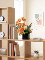 Modern Minimalist Vibrant Sunset Orchid Artificial Floral Arrangement