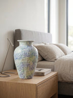 Artistic Pastel Watercolor Hand-Textured Ceramic Vase