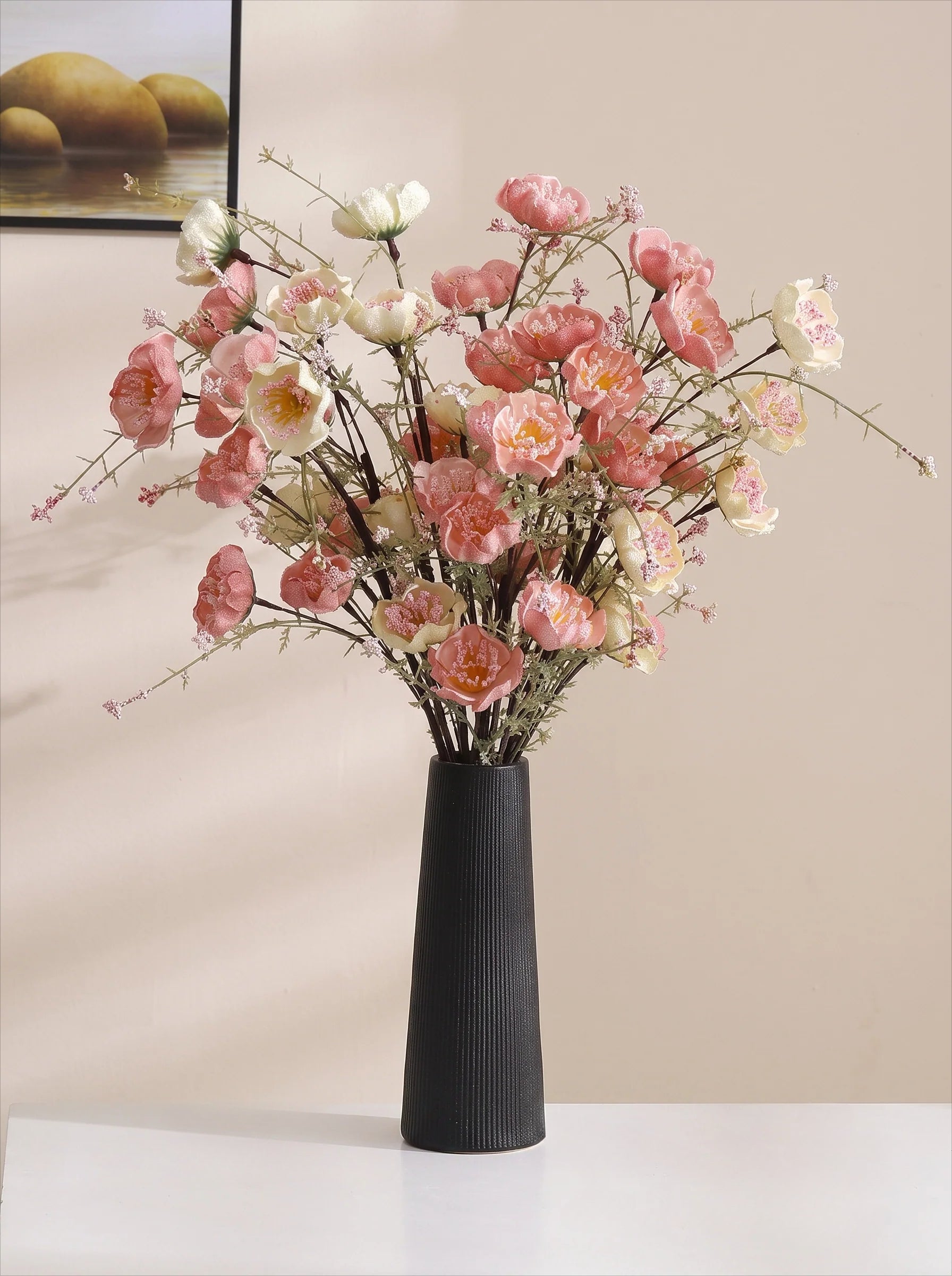 Textured Black Tapered Ceramic Vase