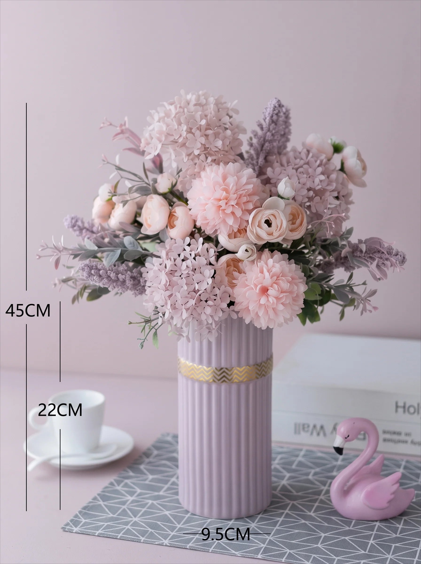 Faux Floral Arrangement - Pink & Purple Mixed Blooms