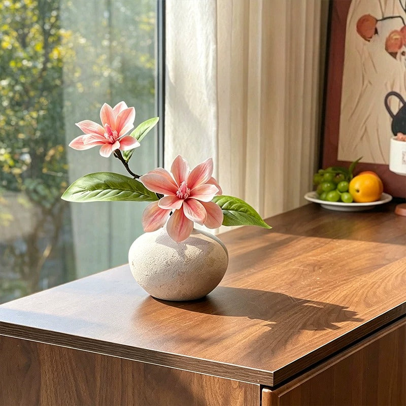Serene Blush Magnolia Sculptural Silhouette Artificial Floral Arrangement