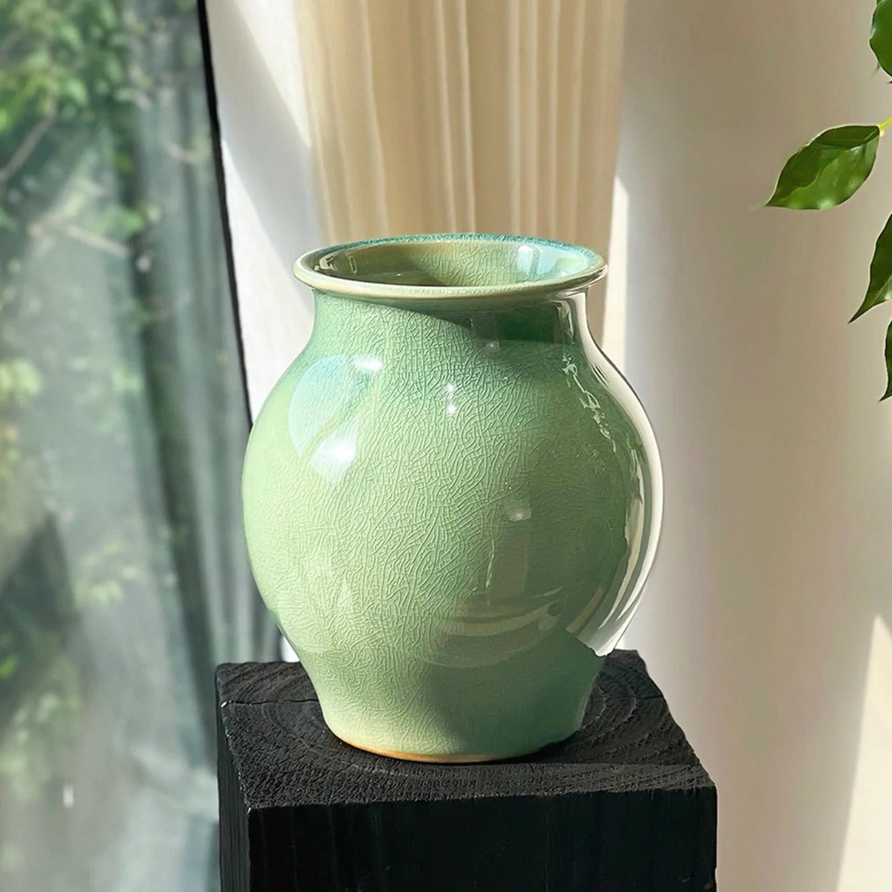 Celadon Green Crackle Glaze Vase