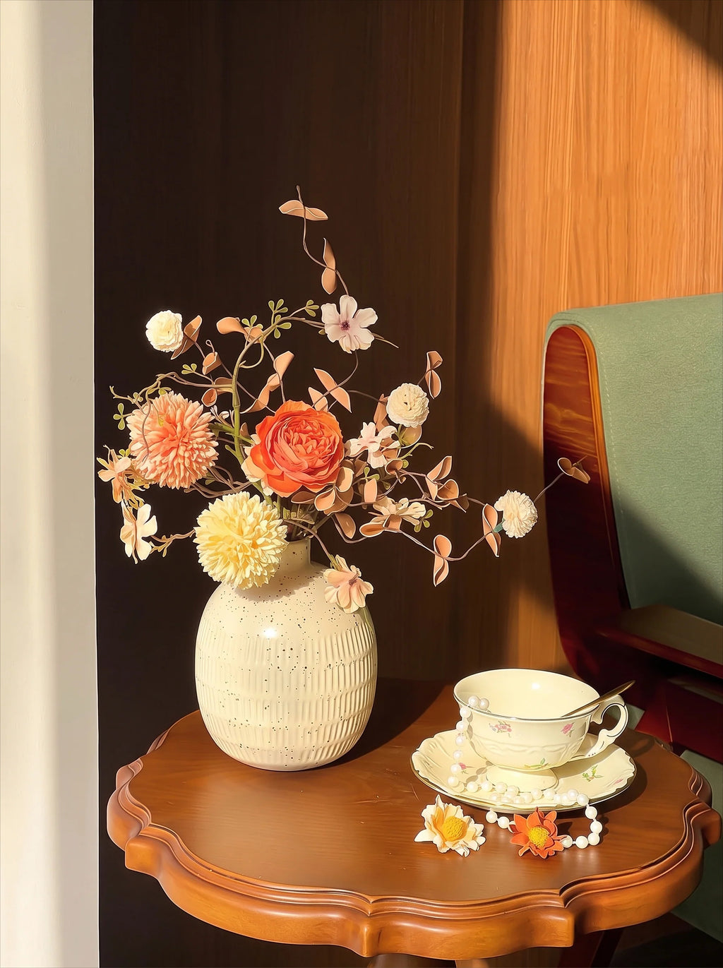 Autumn Spherical Bloom Artisan Faux Floral Arrangement