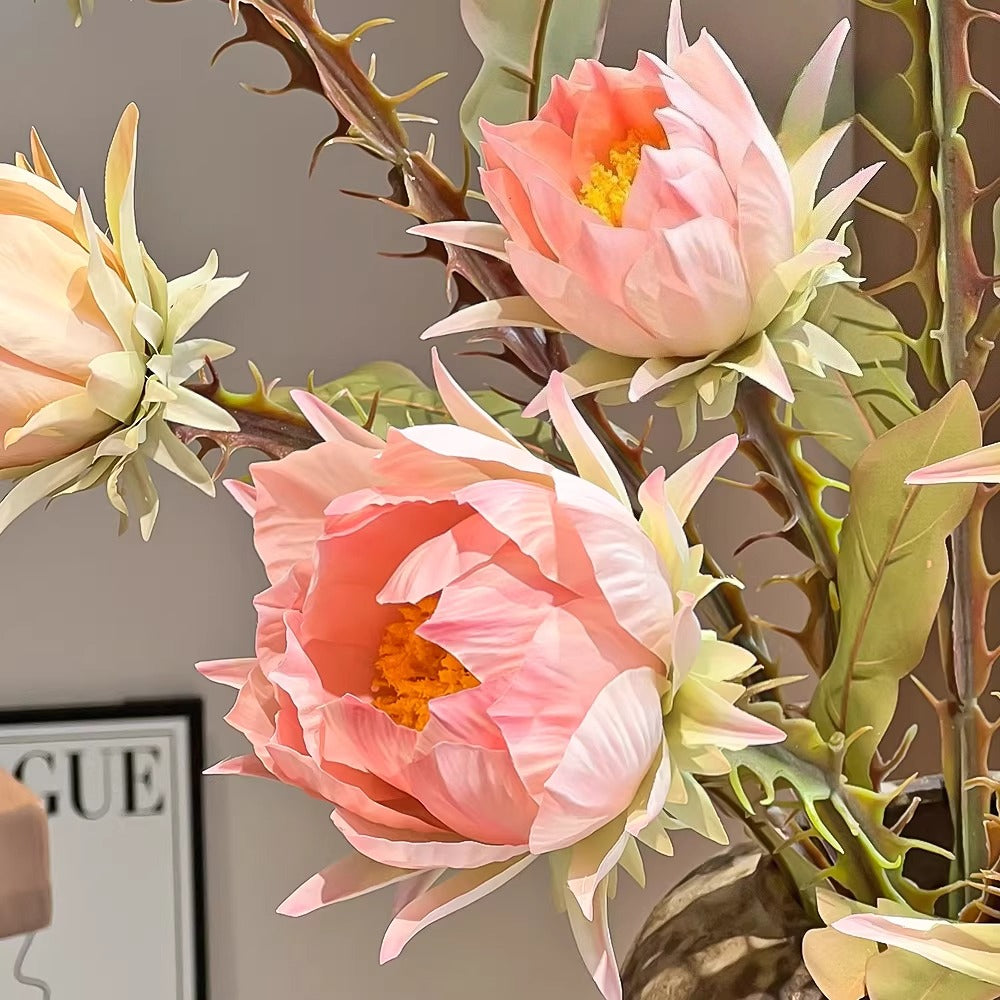 Apricot Protea Crown Faux Floral Arrangement