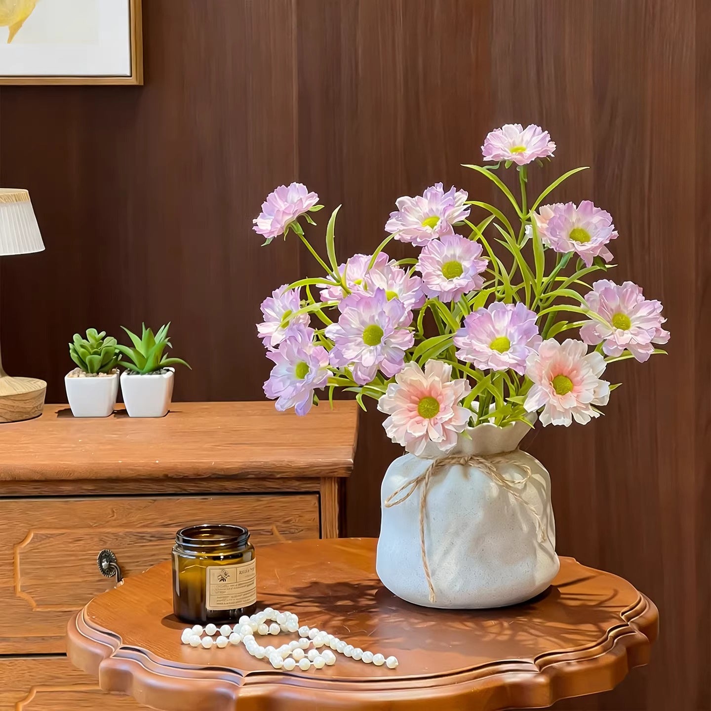 Creamy Lilac Daisy Breeze Faux Floral Arrangement