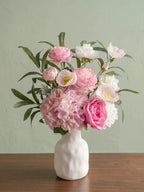 Blush Woodland Rose & Hydrangea Faux Floral Arrangement