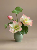 Serene Zen Lotus Bloom Botanical Artificial Floral Arrangement