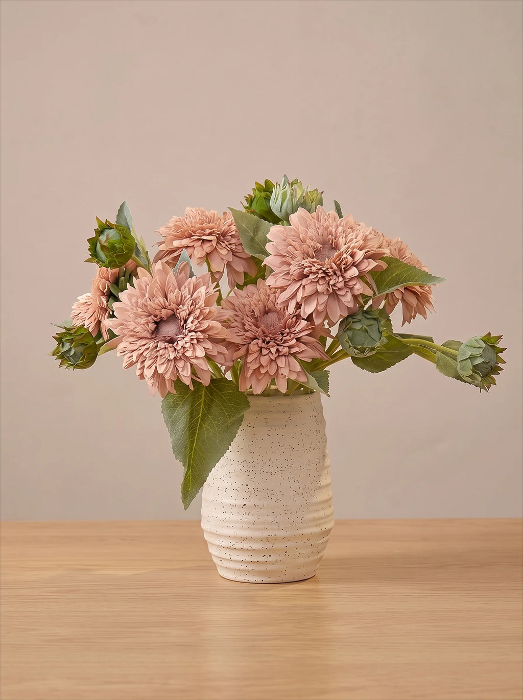 Vintage Fluffy Sunflower Faux Floral Arrangement