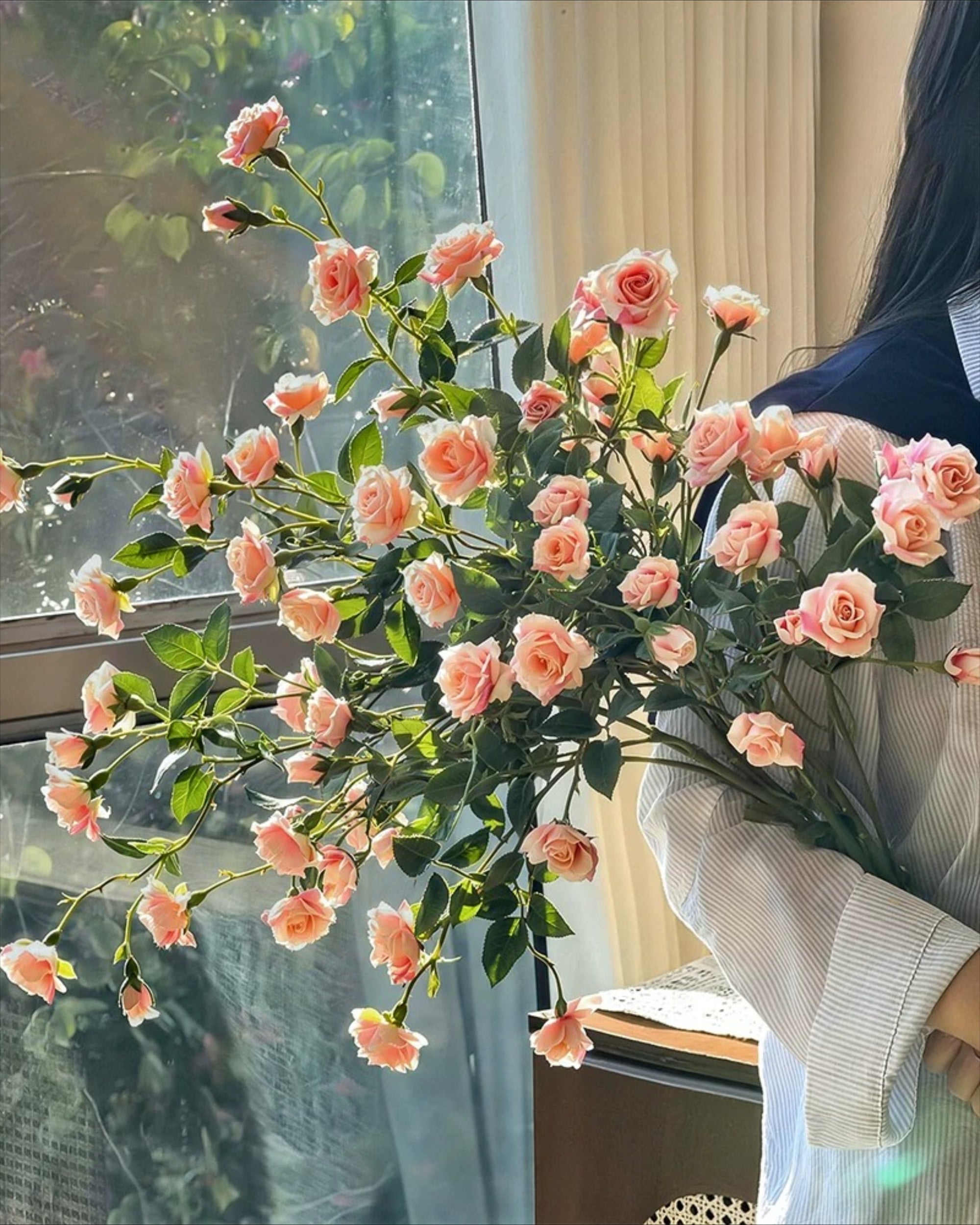 Blush Bubble Rose Faux Floral Arrangement