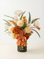 Luxury Mid-Century Amber Orchid Artificial Floral Arrangement