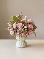 Romantic Rosette Cluster Faux Floral Arrangement
