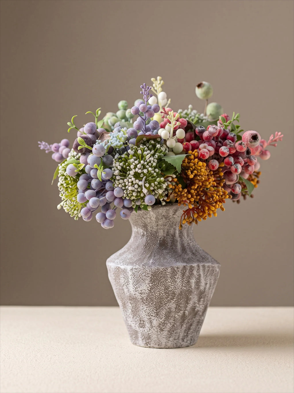 Ethereal Multicolor Berry & Foliage Artisan Artificial Floral Arrangement