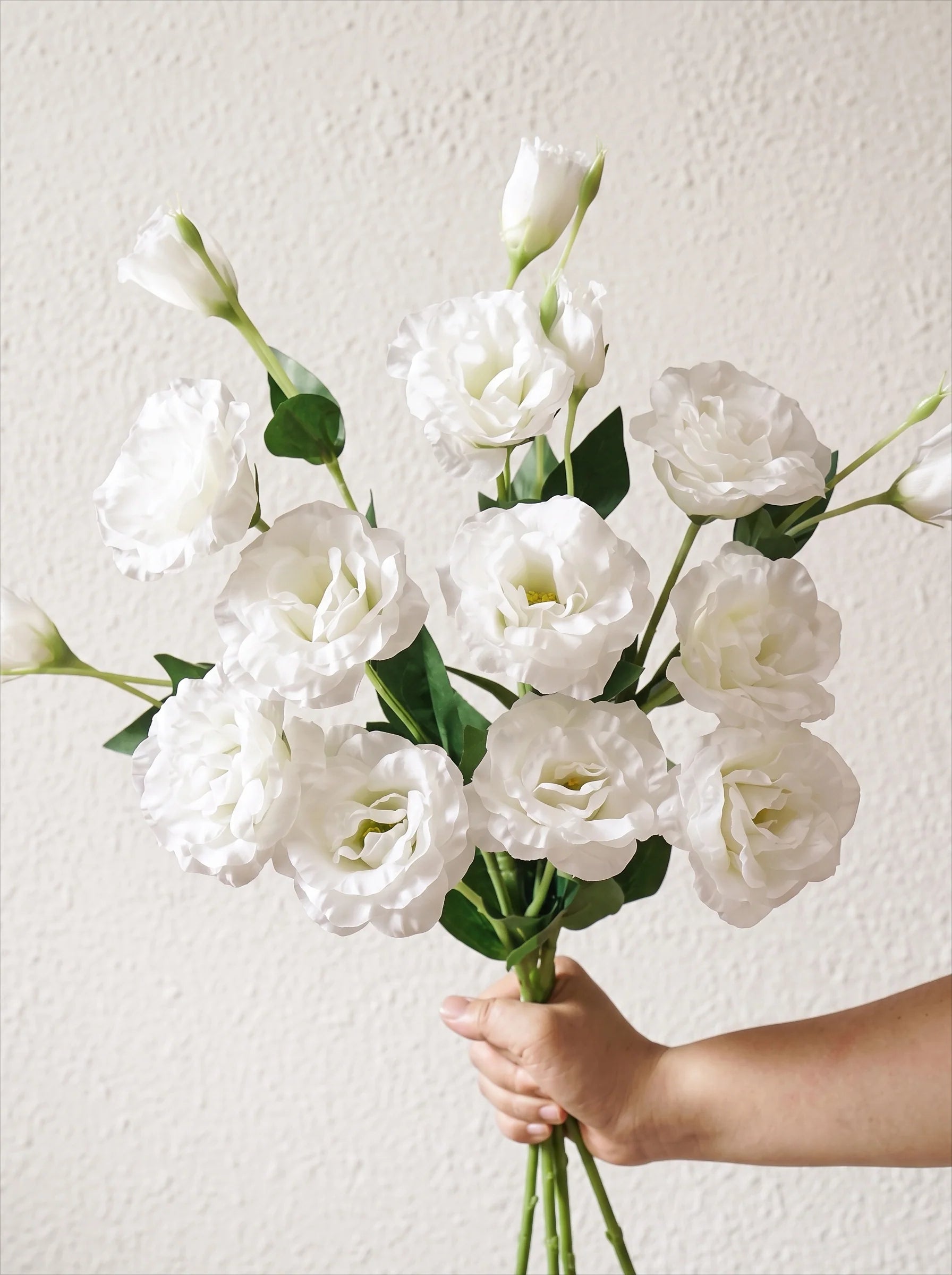 Elegant White Lisianthus Faux Floral Arrangement