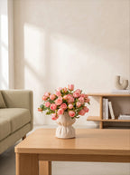 Blush Burned Edge Rose Bouquet Faux Floral Arrangement