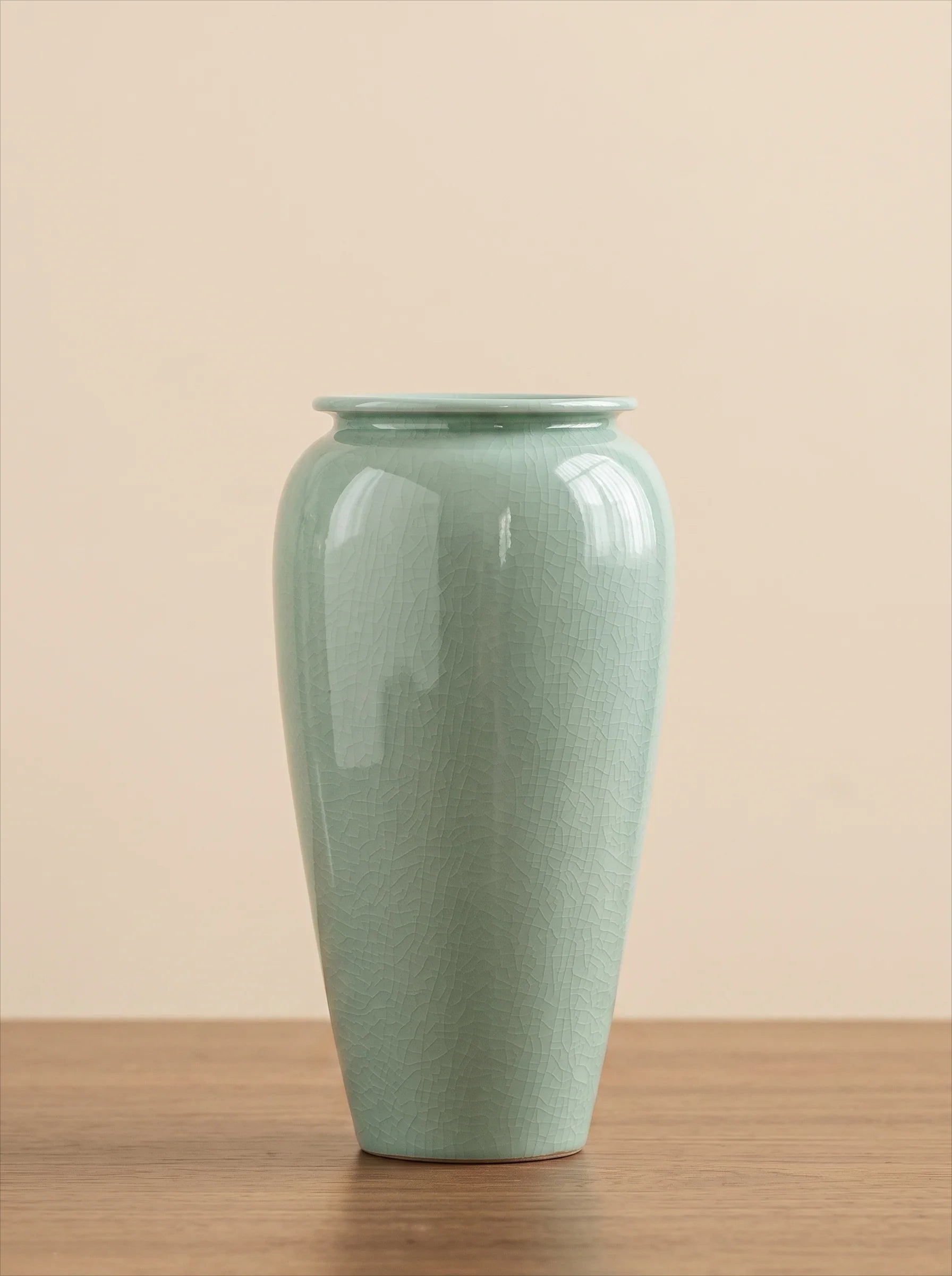 Artisan Sage Green Crackle Ceramic Vase