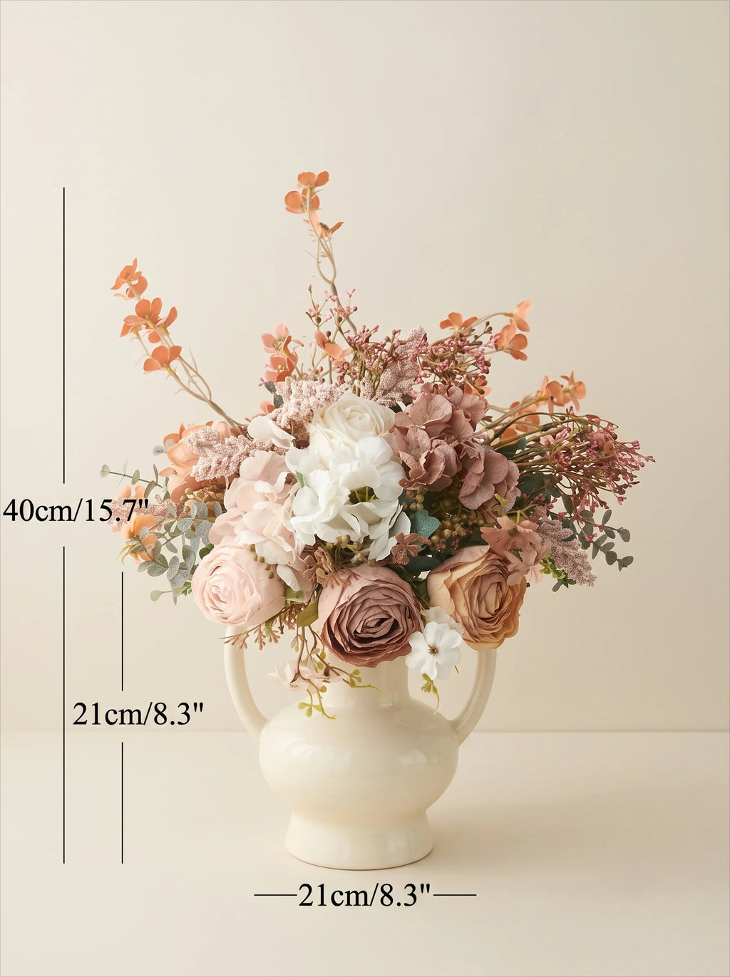 Vintage Oil-Painting Style Blush Rose Artificial Floral Arrangement