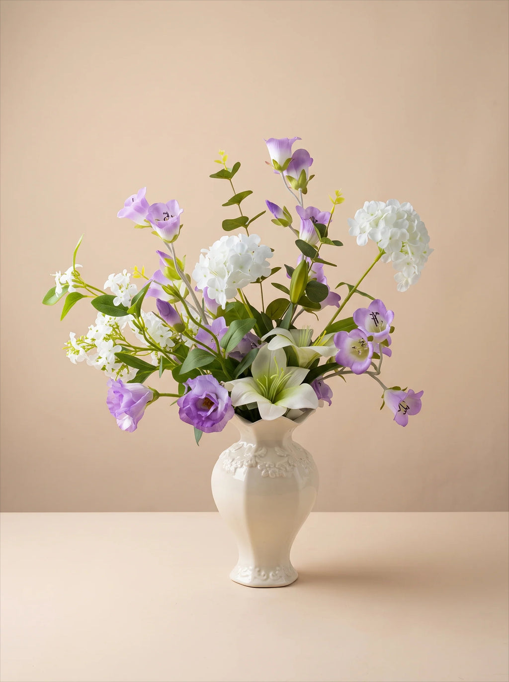 Serene Lavender Blossom Tabletop Faux Floral Arrangement