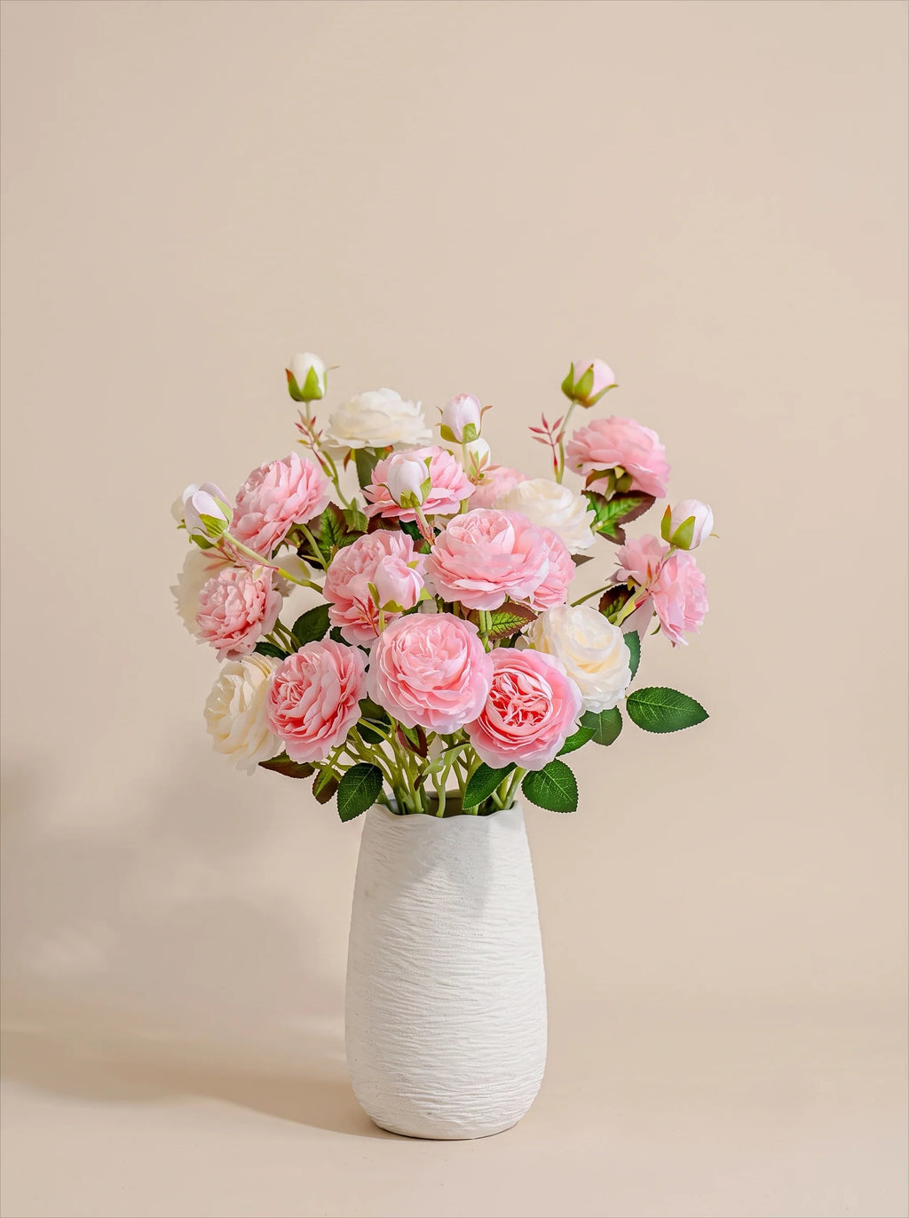 Elegant Blush Pink & Cream English Rose Artificial Floral Arrangement with Luxe Realism