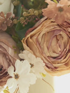 Vintage Oil-Painting Style Blush Rose Faux Floral Arrangement