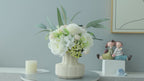 Modern Minimalist White Rose & Berry Artificial Floral Arrangement