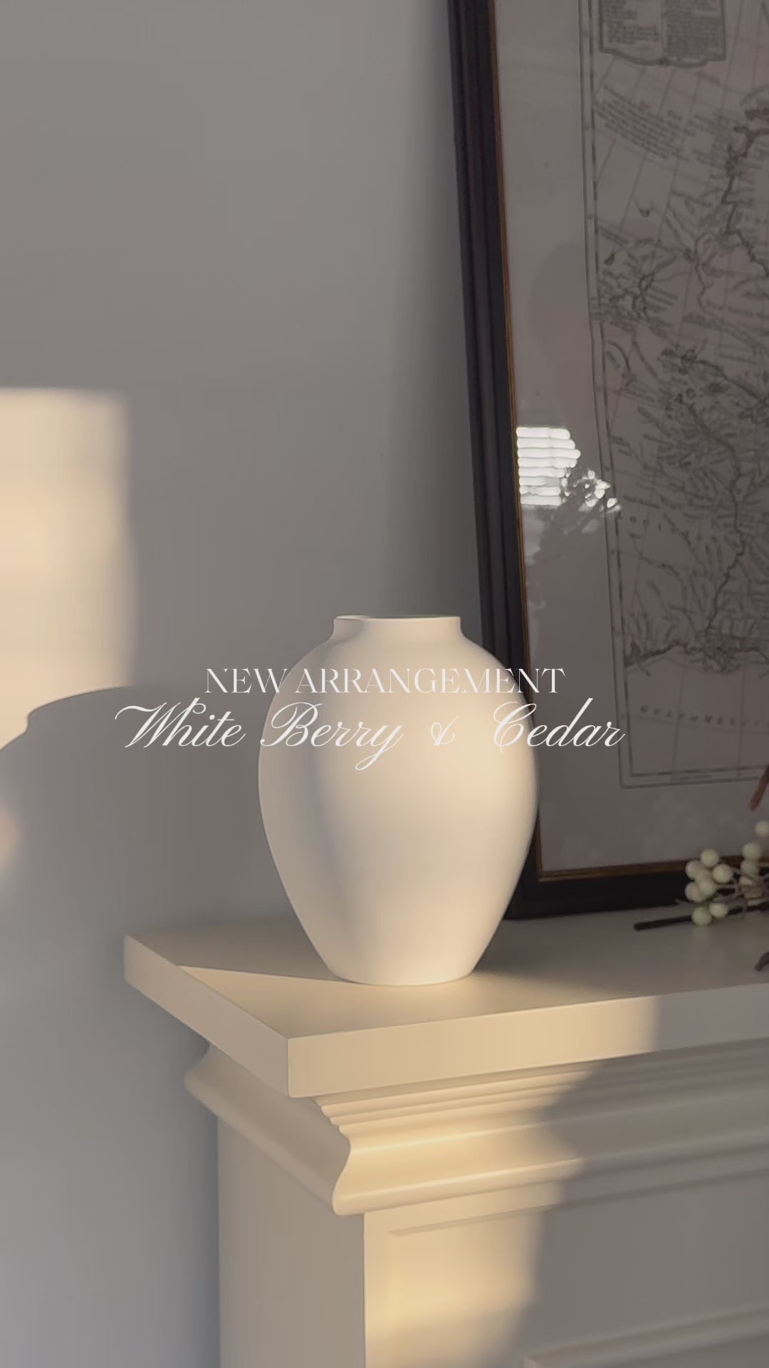 Nordic White Berry and Cedar Botanical Faux Floral Arrangement
