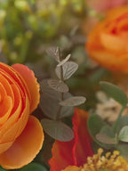 Warm Autumnal Sunset Poppy Asian Zen Faux Floral Arrangement