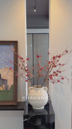 Vintage Crimson Botanical Branch Faux Floral Arrangement
