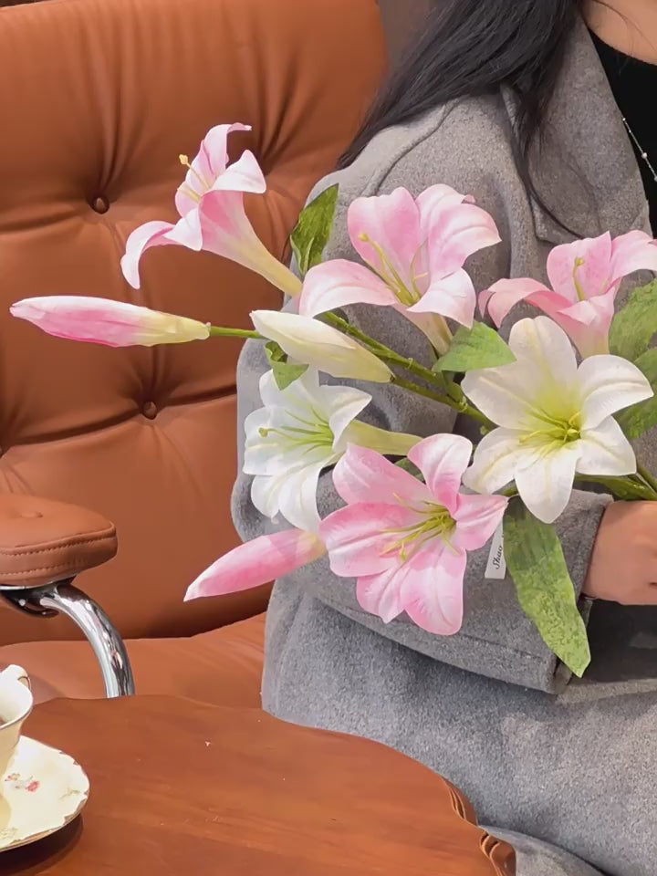 Ethereal Lily Bloom Faux Floral Arrangement