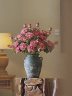 Elegant Faux Floral Arrangement - Pink Rose & Greenery