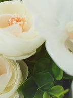 Modern Zen White Orchid & Lotus Pod Artificial Floral Arrangement