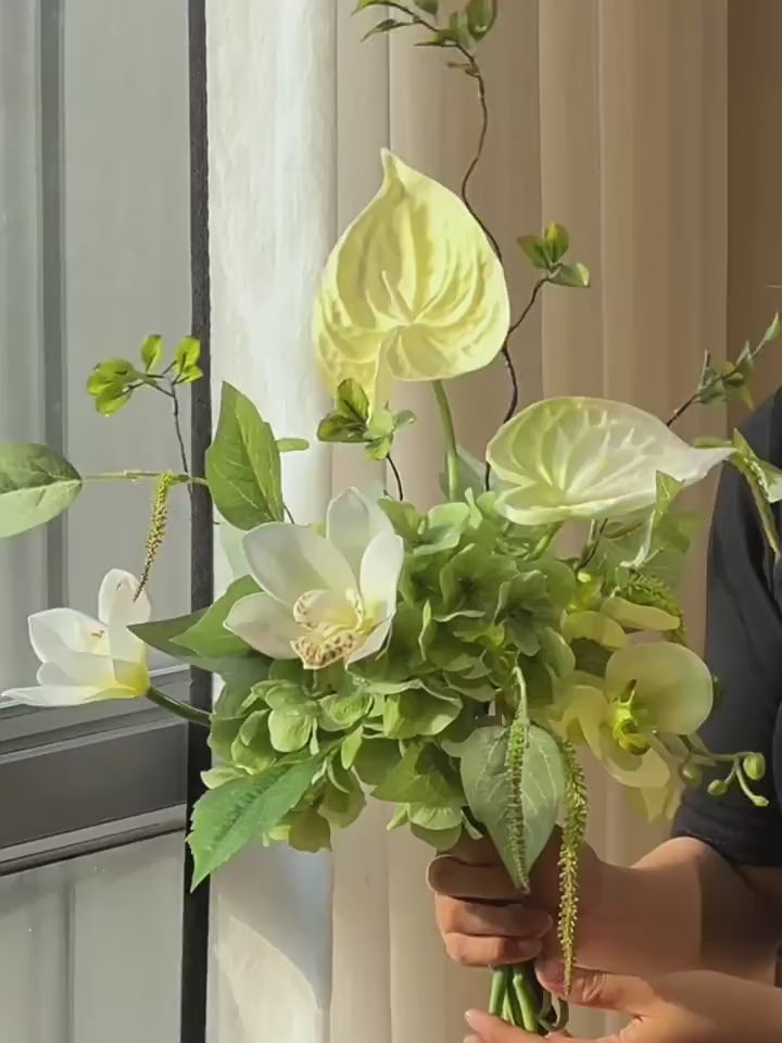 Serene Forest Anthurium Orchid Botanical Faux Floral Arrangement