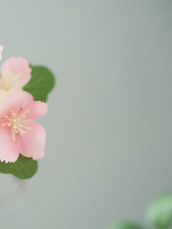 Vintage French Pink Cherry Blossom Stem Artificial Floral Arrangement