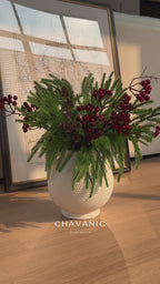 Winter Pine & Red Berry Faux Floral Arrangement