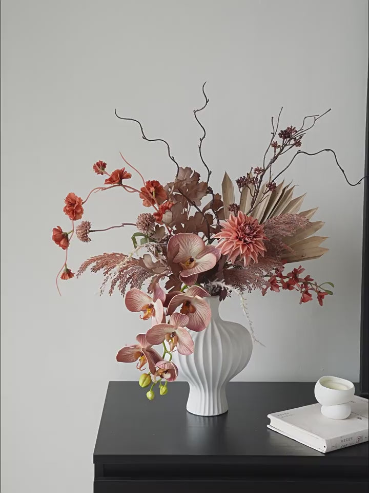 Vintage Terracotta Dried-Floral Faux Floral Arrangement