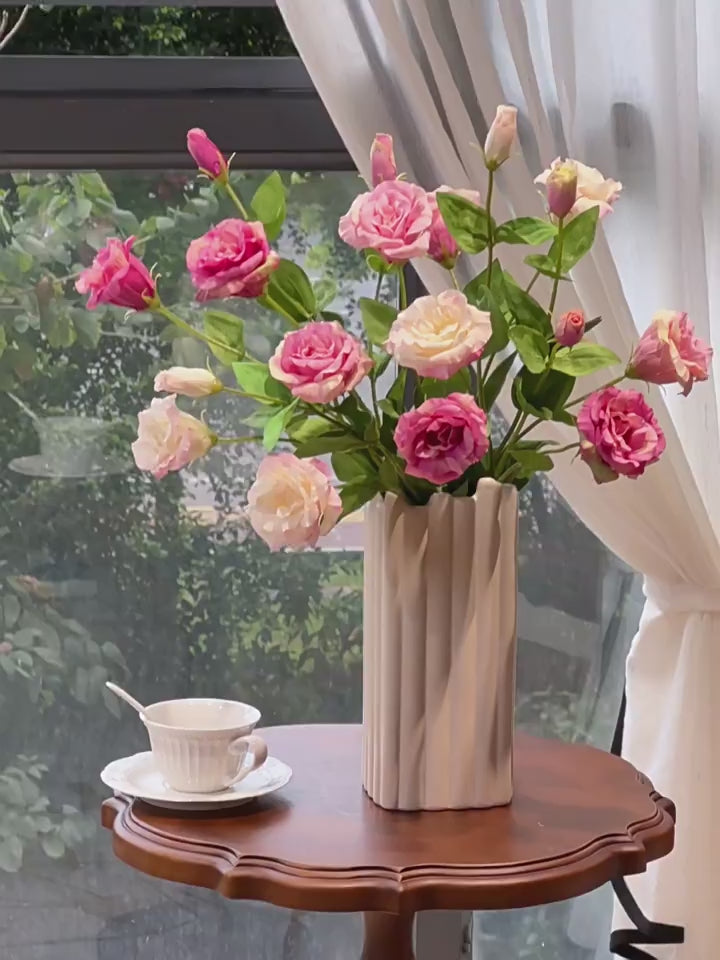 Dusty Pink Platycodon Bloom Faux Floral Arrangement