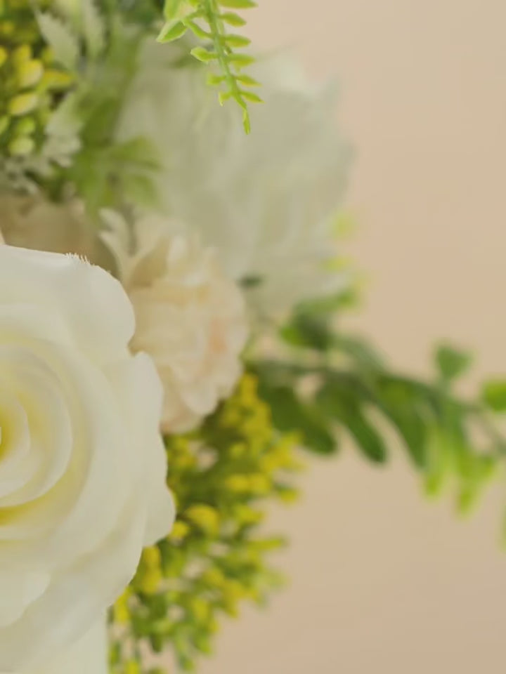 Nordic Fresh White Rose Wildflower Botanical Artificial Floral Arrangement