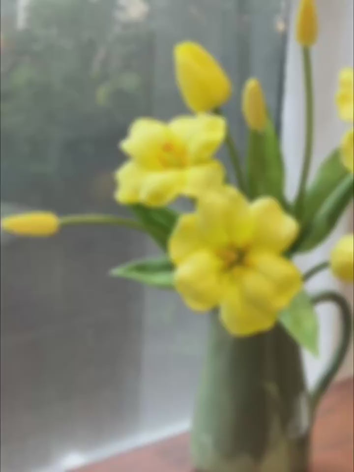Golden Tulip Artificial Floral Arrangement for Warm Minimalist Living Spaces