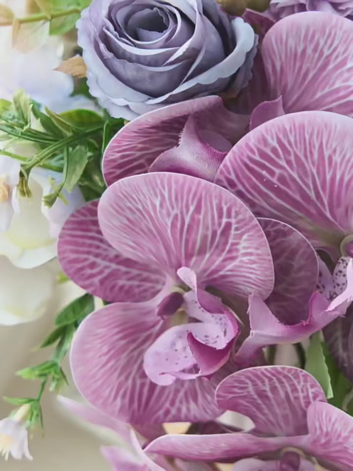 Luxury Nordic Cascading Orchid & Rose Faux Floral Arrangement