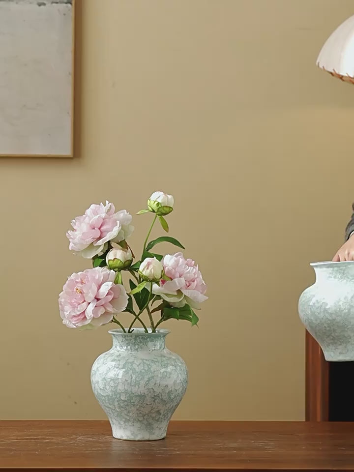 Modern Mint Snowflake Glaze Ceramic Vase