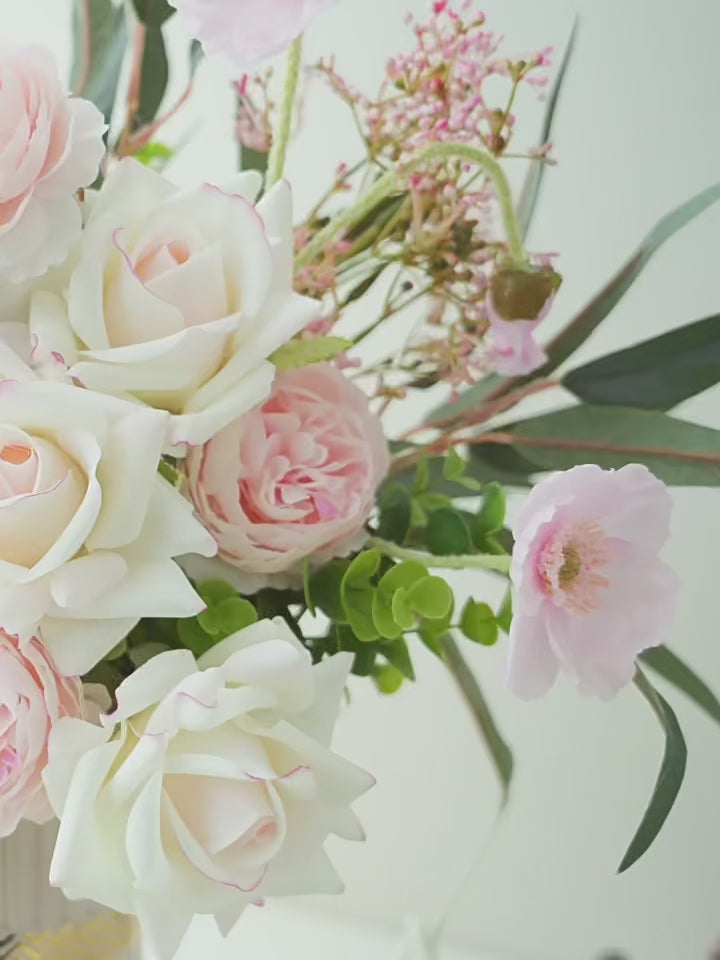 Ethereal Pastel Peony Rose Bloom Artificial Floral Arrangement