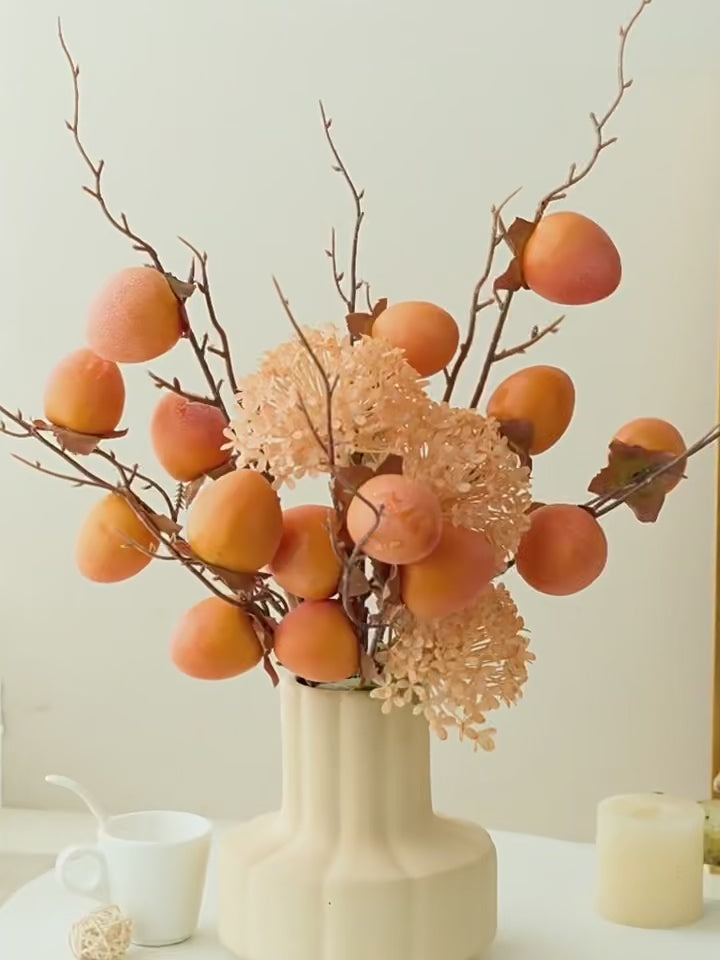 Nordic Golden Persimmon Harvest Faux Floral Arrangement