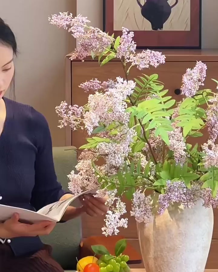 Arrangement floral artificiel Lilas Lavande Poussiéreux et Fougère