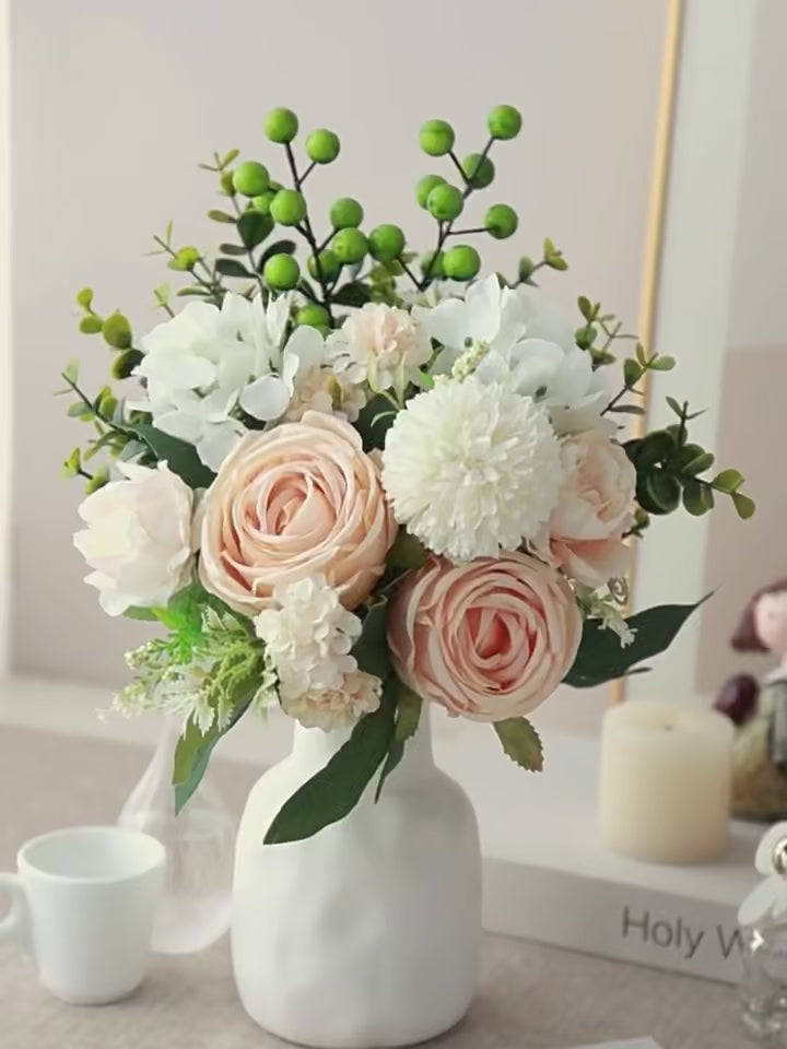 Luxury Designer Champagne Rose Faux Floral Arrangement