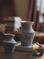 Wabi-Sabi Textured Charcoal Ceramic Artisanal Vase