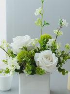 Luxury Modern White Rose & Camellia Faux Floral Arrangement