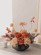 Autumn Rose Artificial Floral Arrangement with Vase
