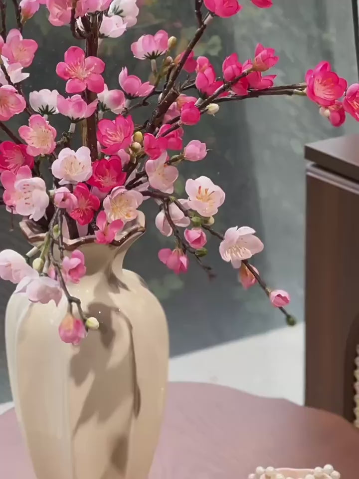 Elegant Zen Asian Plum Blossom Branch Artificial Floral Arrangement