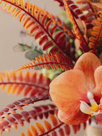 Autumn Terracotta Orange Orchid Botanical Faux Floral Arrangement
