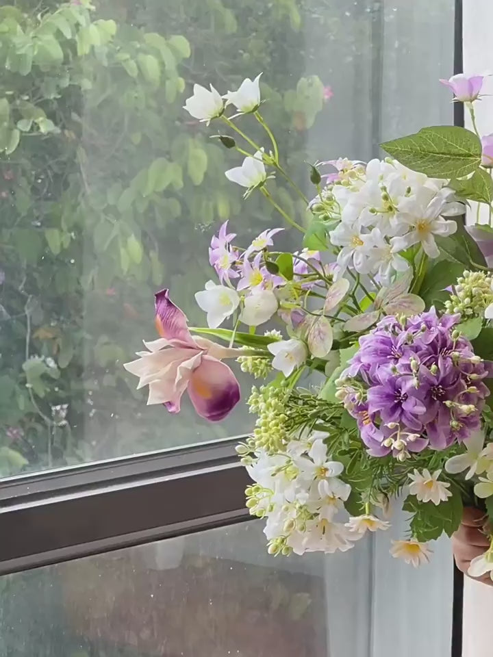 Romantic Purple and White Meadow Artificial Floral Arrangement
